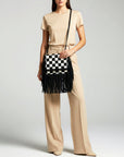Ladies Hair On Hide Western Crossbody Satchel With Genuine Leather Adjustable Strap