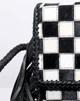 Ladies Hair On Hide Western Crossbody Satchel With Genuine Leather Adjustable Strap