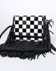 Ladies Hair On Hide Western Crossbody Satchel With Genuine Leather Adjustable Strap