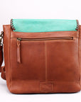 Sunset Rodeo Leather Crossbody Messenger Bag With Desert Appliqué Detailing And Finish