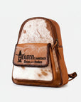 Pecan Rodeo Genuine Hair-on Leather Backpack Travel Rucksack | Houston Livestock Show and Rodeo