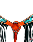 HILASON Western Horse Headstall Breast Collar Genuine American Leather Saddle Tan
