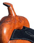 Comfytack Premium Western Leather Horse Saddle – Hand-Tooled Floral Design, Comfortable Fit, Durable Riding Tack