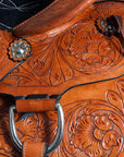 Comfytack Premium Western Leather Horse Saddle – Hand-Tooled Floral Design, Comfortable Fit, Durable Riding Tack