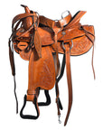 Comfytack Premium Western Leather Horse Saddle – Hand-Tooled Floral Design, Comfortable Fit, Durable Riding Tack