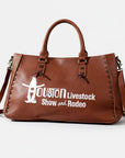 Magnolia Rodeo Genuine Full-Grain Leather Embroidered Tote Bag White | Houston Livestock Show and Rodeo