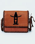 Frontier Rodeo Genuine Leather Black Embroidered Crossbody Bag | Houston Livestock Show and Rodeo