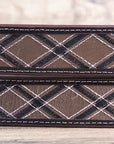 M&F Western Men's Black & Tan Argyle Pattern Belt Stitching & Silver Buckle