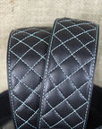 Noble Equestrian Classic Quilted Belt 2" Wide Full Grain Leather Contrast Stitching & Brass Hardware