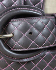 Noble Equestrian Classic Quilted Belt 2" Wide Full Grain Leather Contrast Stitching & Brass Hardware