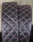 Noble Equestrian Classic Quilted Belt 2" Wide Full Grain Leather Contrast Stitching & Brass Hardware