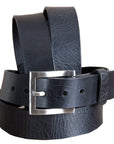 Black Western Genuine Leather Belt With Silver Buckle