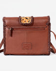 Laurel Rodeo Hand-Tooled Genuine Leather Crossbody Shoulder Bag Brown | Houston Livestock Show and Rodeo