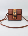 Laurel Rodeo Hand-Tooled Genuine Leather Crossbody Shoulder Bag Brown | Houston Livestock Show and Rodeo