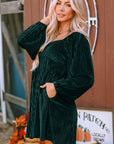 Velvet Tie-Back Square Neck Babydoll Dress