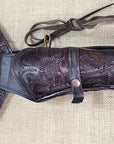 Hilason 46" Right Hand Tooled Leather Western Cowboy Gun Rig Holster Belt for .44 / .45 Caliber Revolver – Brown