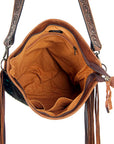 American Darling Large Crossbody Hand Tooled Hair On Genuine Leather Women Bag Western Handbag Purse