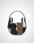 Laurel Spring Rodeo Genuine Hair On Leather hand tooled hobo bag Black & White | Houston Livestock Show & Rodeo