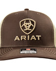 ARIAT Snapback Cap Brown Front with Tan Mesh Back Adjustable One Size
