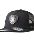 ARIAT Men’s Metal Shield Trucker Cap Black Mesh Back Snapback Hat