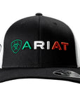 ARIAT Men's Mexican Flag Colors Embroidered Snapback Cap, Black with White Mesh Back, 6-Panel Mid Profile