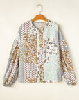 Floral Patchwork Long Puff Sleeve Shirt