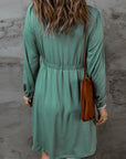 Solid Button-Up Scoop Neck Dress