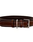 ExionPro Fancy Stitched Padded Leather Dog Collar - Brown Padding