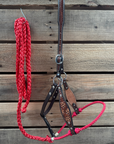 Red Flower Power Tooled Lariat & Leather Combo Halter