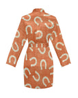 Rust Orange Women's Belted Satin Feel Dressing Lounge Robe