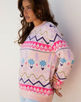 Kayaetta Knit Feather Cuffed Sweater