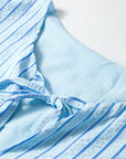 Bow Textured Puff Sleeve Babydoll Blouse