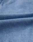 Tied Front Bubble Sleeve Peplum Denim Shirt