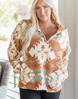 Western Aztec Quarter-Zip Elastic Cuffs Sweatshirt