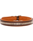 ExionPro Silver Clincher Padded Leather Dog Collar - Conker Padding