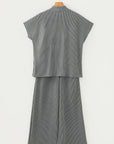 Corded Knit Mock Neck Tee and Pant Set