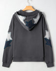 Star Patchwork Mineral Wash Kangaroo Pocket Hoodie