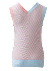 Chevron Contrast V-Neck Sleeveless Sweater Top