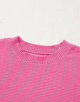 Solid Corded Knit Mock Neck T-Shirt