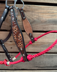 Red Flower Power Tooled Lariat & Leather Combo Halter