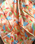35X35" Peach and Blue Floral Pattern Wild Rag / Scarf WR1036