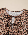 Leopard Bow-Tie Puff Sleeve Blouse