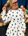 Polka Dot Long Sleeve Flared Mini Dress