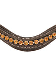 ExionPro Elegant Deep Curved Soft Padded Topaz Crystal Decorated Browband