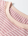 Stripe Patchwork Exposed Stitching Long Sleeve Top