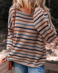 Stripe Drop Shoulder Round Neck Sweater