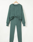 Solid Oversize Sweatshirt and Ribbed Leggings Set