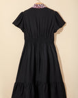 Plus Size Leopard Ruffle V-Neck Smocked Waist Dress