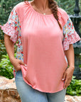 Lacey Ruffled Short Sleeve PLUS Blouse