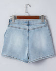Bow Pocket Denim High Waist Shorts